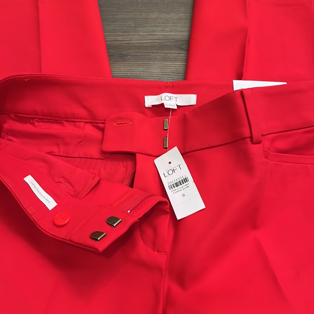 LOFT Bright Red Cropped Dress Pants - Picture 5 of 7
